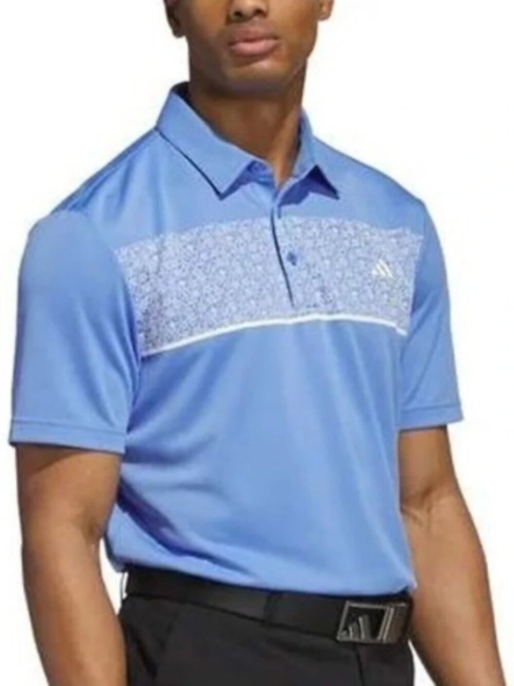 ADIDAS Golf Polo Shirt Mens XL Blue White Floral Flowers Short Sleeve